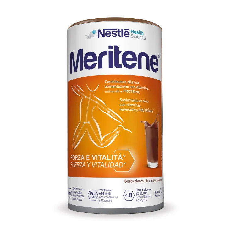 Nestlé Health Science Meritene Forza e Vitalità Polvere Cioccolato Integratore Di Proteine Vitamine E Minerali 270g