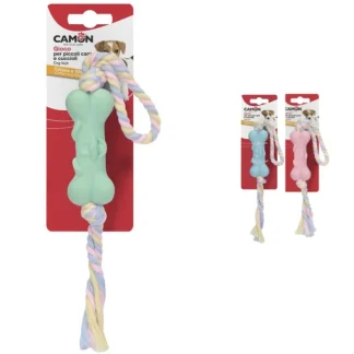 Osso per Cuccioli in Termoplastica con Treccia in Cotone - Lunghezza 25 cm