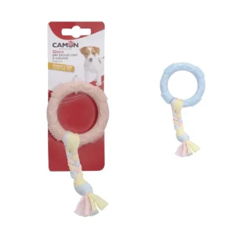 Anello per Cuccioli in Termoplastica con Treccia in Cotone - Ø 7 cm