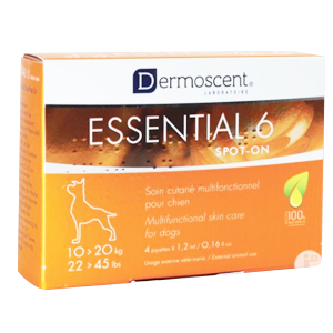 Essential 6 – Spot-on – 1,2 ml – 4 pipettes – Skin care – Dog – 10 to 20 kg – DERMOSCENT