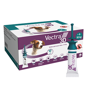Vectra 3D – fleas, ticks and flying insects – Dog – S – 4 to 10 Kg – 12 pipettes – CEVA