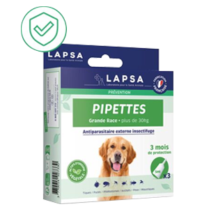 Antiparasitic pipettes – Insect repellent – ​​Dog – more than 30 kg – 3 pipettes – LAPSA