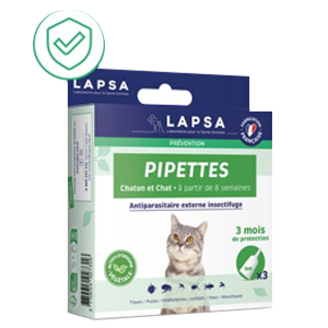 Antiparasitic pipettes – Insect repellent – ​​Cat and kitten – 3 pipettes – LAPSA