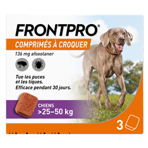 FRONTPRO – Anti-flea – Anti-tick – 136 mg – 25 to 50 kg – 3 tablets – BOEHRINGER INGELHEIM