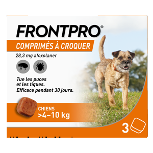 FRONTPRO – Anti-flea – Anti-tick – 28,3 mg – 4 to 10 kg – 3 tablets – BOEHRINGER INGELHEIM