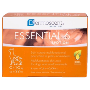 Essential 6 – Spot-on – 0,6 ml – 4 pipettes – Skin care – Dogs and small mammals – 0 to 10 kg – DERMOSCENT