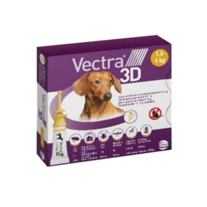Vectra 3D – fleas, ticks and flying insects – Dog – XS – 1,5 to 4 Kg – 3 pipettes – CEVA