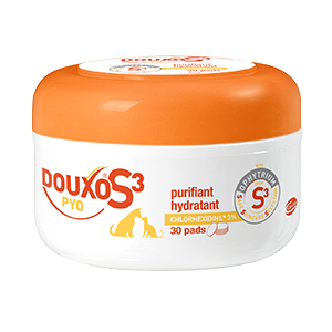 Douxo S3 Pyo Pads – Cleaning and disinfectant cottons – Dog and cat – 30 wipes – CEVA