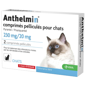 Anthelmin Chat – 230 mg/20 mg – Vermifuge – 2 tablets – KRKA