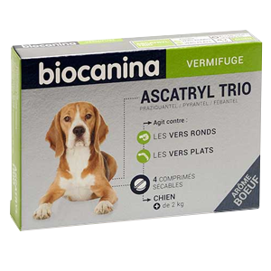 Ascatryl Trio – Dewormer – Dog from 2 to 17,5 kg – 4 tablets – BIOCANINA