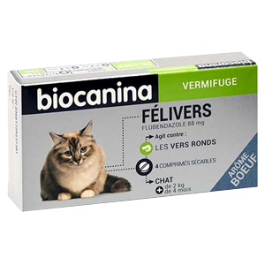 Félivers – Vermifuge – Cat – 4 tablets – BIOCANINA