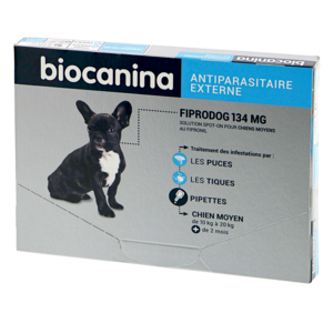 Fiprodog 134 mg – External parasiticide – 10 to 20 kg – 3 pipettes – BIOCANINA