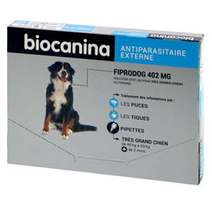 Fiprodog 402 mg – External parasiticide – 40 to 60 kg – 3 pipettes – BIOCANINA