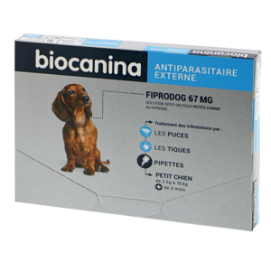Fiprodog 67 mg – External parasiticide – 2 to 10 kg – 3 pipettes – BIOCANINA