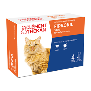 Fiprokil Cat 50 mg – Antiparasitic – Fleas and ticks – 4 pipettes – CLÉMENT THÉKAN