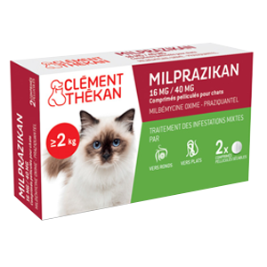 Milprazikan Cat – Dewormer – 16 MG/40 MG – more than 2 Kg – CLÉMENT THÉKAN