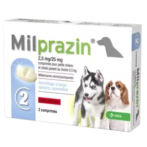 Milprazin Puppy and Small dog - Broad spectrum dewormer - 2,5/25 mg - KRKA