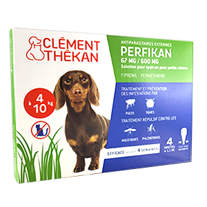 Perfikan – External parasiticides – 67 mg/600 mg – Small dogs – 4 to 10 kg – CLÉMENT THÉKAN