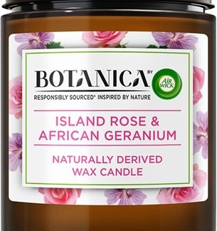 Air WickBotanica Island Rose & African Geranium candela profumata con aroma di rose 205 g