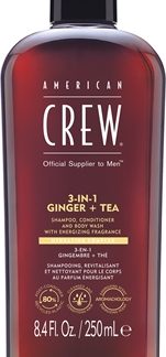American Crew3 in 1 Ginger + Tea shampoo, balsamo e gel doccia 3 in 1 per uomo 250 ml