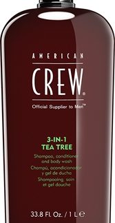American CrewHair & Body 3-IN-1 Tea Tree shampoo, balsamo e gel doccia 3 in 1 per uomo 1000 ml