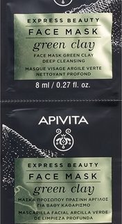 ApivitaExpress Beauty Cleansing Face Mask Green Clay maschera viso detergente e lisciante all'argilla verde2 x 8 ml