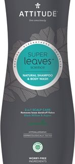 AttitudeSuper Leaves Scalp Care Black Willow & Aspen gel doccia e shampoo 2 in 1 per uomo 473 ml