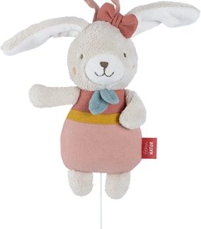 BABY FEHNfehnNATUR Musical Rabbit giocattolo pendente a contrasto con melodia 1 pz
