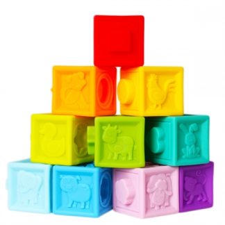 Bam-BamRubber Blocks morbidi cubi sensoriali giocattolo 18m+ Animals 10 pz