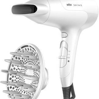 Braun Hair CareSatin Hair 3 HD 385 phon ionico molto performante per capelli + diffusore 1 pz
