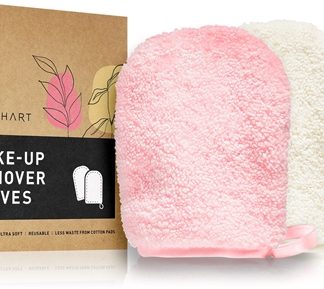 BrushArtHome Salon Make-up remover gloves guanto struccantePINK, CREAM 2 pz