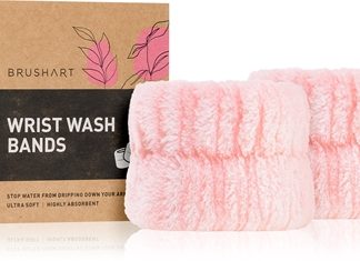 BrushArtHome Salon Wrist wash bands braccialetti contro gli schizzi d’acqua per lavare il visoPink 2 pz