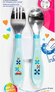ChiccoMetal Cutlery set posate 18m+ Blue
