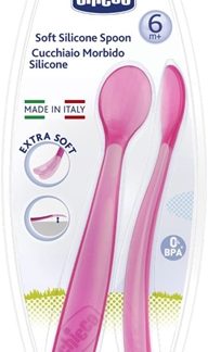 ChiccoSoft Silicone cucchiaino 6m+ Pink 2 pz