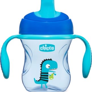 ChiccoTrain bicchiere salvagoccia con maniglie 6m+ Blue 200 ml