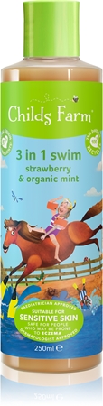 Childs Farm3 in 1 Swim Strawberry & Organic Mint shampoo, balsamo e gel doccia 3 in 1 per bambini 250 ml