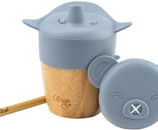 CitronBamboo Cups tazza con cannuccia Blue 180 ml