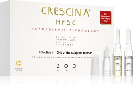 CrescinaTransdermic 200 Re-Growth and Anti-Hair Loss Trattamento per la crescita contro la perdita dei capelli per uomo 20x3,5 ml
