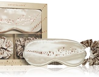 CrystalloveGolden Silk Eye Mask & Scrunchies Set set per la notte1 pz