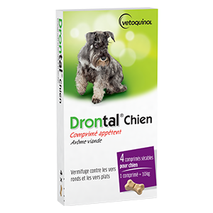 Drontal Dog - Broad spectrum dewormer - 4 tablets - VETOQUINOL