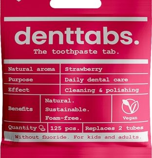 DenttabsBrush Teeth Tablets Kids without Fluoride dentifricio senza fluoro in compresse per bambini Strawberry 125 comp