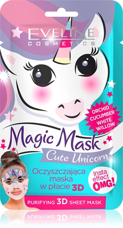 Eveline CosmeticsMagic Mask Cute Unicorn maschera in panno 3D per pulizia profonda1 pz