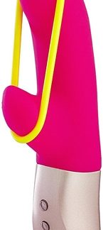 Fun FactoryAmorino Dual vibratore con stimolatore clitorideo Pink & neon yellow 17,6 cm