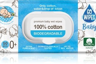GoWipesBaby 100% Cotton Biodegradable salviette umidificate per bambini per pelli sensibili 0+ 50 pz