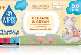 GoWipesCleanse & Cream Sweet Almond Milk salviette umidificate per bambini con aloe vera 0+ 50 pz