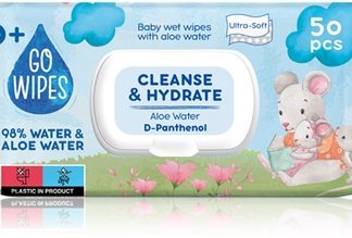 GoWipesCleanse & Hydrate salviette umidificate per bambini per pelli sensibili aloe vera 0+ 50 pz