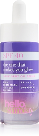 hello sundaythe one that makes you glow trattamento unfiicante per pelli iperpigmentate contro le macchie scureSPF 40 30 ml