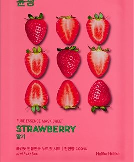 Holika HolikaPure Essence Strawberry maschera viso illuminante in tessuto per un tono uniforme della pelle23 ml