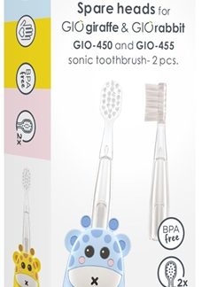 innoGIOGIOGiraffe & GIORabbit Spare Heads Transparent testine di ricambio per spazzolino per bambini GIOGiraffe & GIORabbit Sonic Toothbrush 2 pz