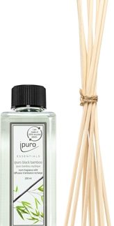 ipuroEssentials Black Bamboo ricarica per diffusori di aromi + bastoncini di ricarica per diffusori di aromi 200 ml